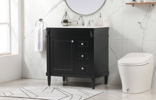 32 inch Single bathroom vanity in black with backsplash