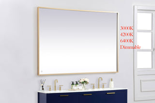 Pier 42x60 inch LED mirror with adjustable color temperature 3000K/4200K/6400K in brass