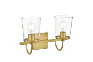 Avani 2 light Brass and Clear Bath Sconce