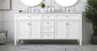 72 inch double bathroom vanity in white