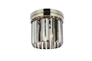 Sydney 3 light polished nickel Flush Mount Silver Shade (Grey) Royal Cut Crystal