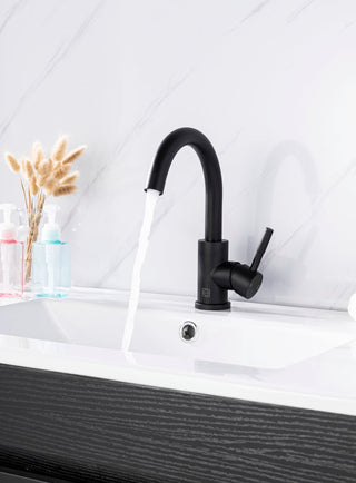 Louis Single Hole Single Handle Bathroom Faucet in Matte Black