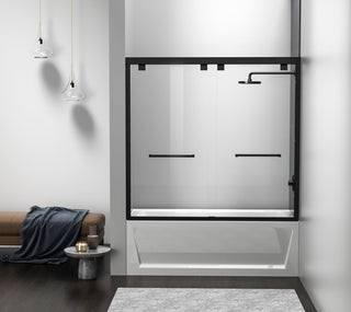 Semi-frameless tub door 60 x 60 Matte Black