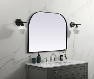 Metal Frame Arch Mirror 40x30 Inch in Black