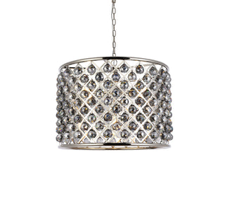 Madison 8 light polished nickel Chandelier Silver Shade (Grey) Royal Cut Crystal