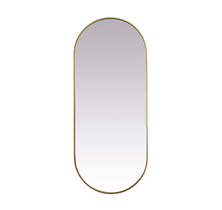 Metal Frame Oval Mirror 30x72 Inch in Brass