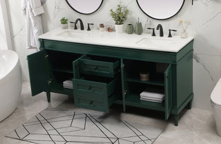 72 inch double bathroom vanity in green