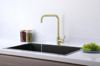 Levi Single Handle Pull Down Sprayer Kitchen Faucet in Brushed Gold