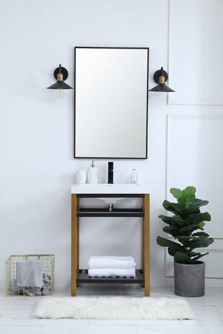 24 inch Single Bathroom Metal Vanity in Golden Black