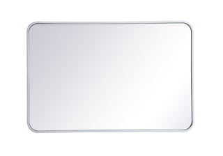 Soft corner metal rectangular mirror 24x36 inch in White