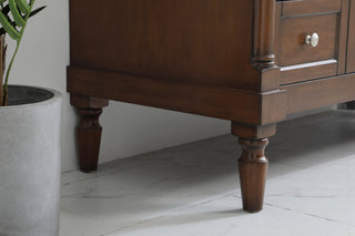 48 inch Single Bathroom vanity in Walnut with ivory white engineered marble