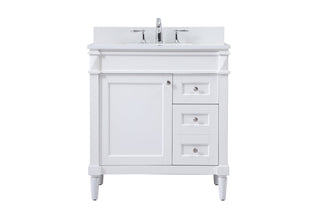 32 inch Single bathroom vanity in white with backsplash