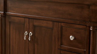 36 inch Single Bathroom vanity in Walnut with ivory white engineered marble