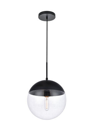 Eclipse 1 Light Black Pendant With Clear Glass