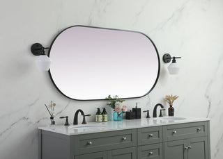 Metal Frame Oval Mirror 30x60 Inch in Black