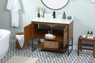 40 inch Single bathroom vanity in teak with backsplash