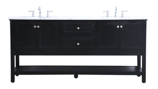 72 in. double sink bathroom vanity set in Black