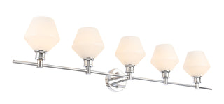 Gene 5 light Chrome and Frosted white glass Wall sconce