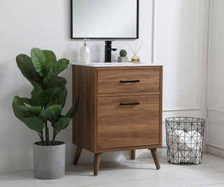 24 inch bathroom vanity in walnut brown