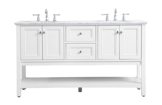 60 in. double sink bathroom vanity set in White