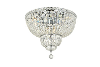 Tranquil 10 light Chrome Flush Mount Clear Royal Cut Crystal