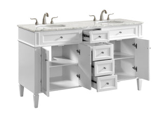 60 In. Double Bathroom Vanity Set In White