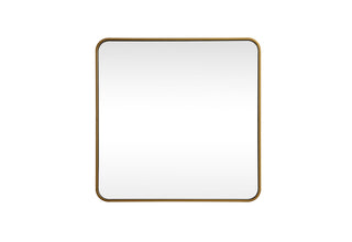 Soft corner metal square mirror 30x30 inch in Brass