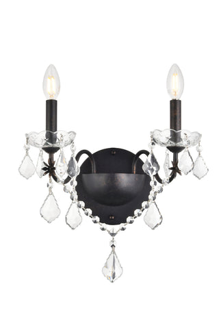 St. Francis 2 light Dark Bronze Wall Sconce Clear Royal Cut Crystal