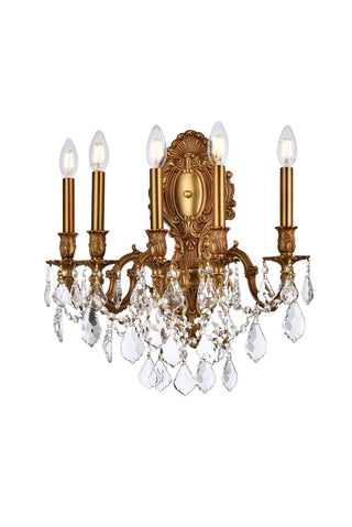 Monarch 5 light French Gold Wall Sconce Clear Royal Cut Crystal