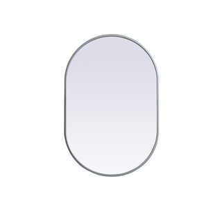 Metal Frame Oval Mirror 20x30 Inch in Silver