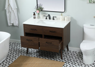 42 inch Single bathroom vanity in walnut with backsplash