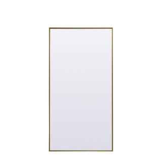 Metal Frame Rectangle Full Length Mirror 30x60 Inch in Brass