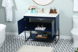 40 inch Single bathroom vanity in blue with backsplash