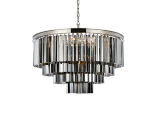 Sydney 17 light polished nickel Chandelier Silver Shade (Grey) Royal Cut Crystal