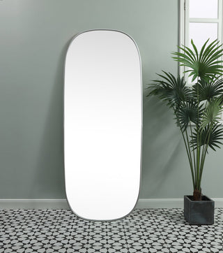 Metal Frame Oval Mirror 30x72 Inch in Silver