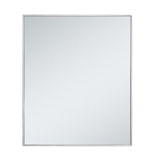 Metal frame rectangle mirror 30 inch in silver