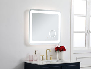 Lux 27in x 30in Hardwired LED mirror with magnifier and color changing temperature 3000K/4200K/6000K