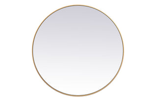 Metal frame round mirror 39 inch in Brass