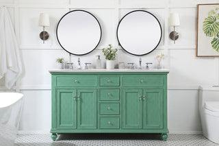 60 inch double Bathroom vanity in vintage mint with ivory white engineered marble