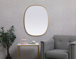 Metal Frame Oval Mirror 24x30 Inch in Brass