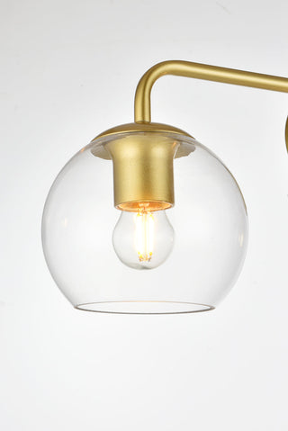 Genesis 3 light Brass and Clear Bath Sconce