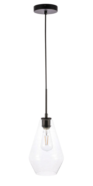 Gene 1 light Black and Clear glass pendant