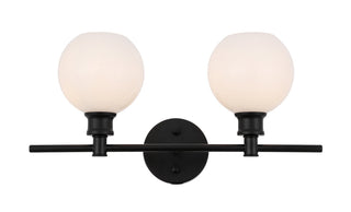 Collier 2 light Black and Frosted white glass Wall sconce