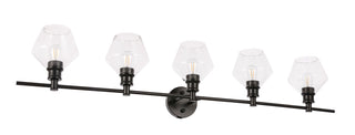 Gene 5 light Black and Clear glass Wall sconce