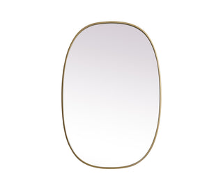 Metal Frame Oval Mirror 27x40 Inch in Brass