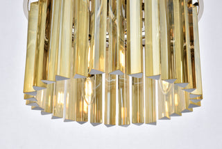 Sydney 3 light polished nickel Flush Mount Golden Teak (Smoky) Royal Cut Crystal