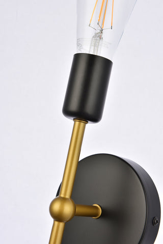 Keely 1 light black and brass wall sconce