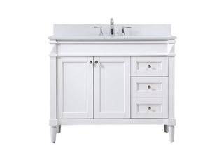 42 inch Single bathroom vanity in white with backsplash