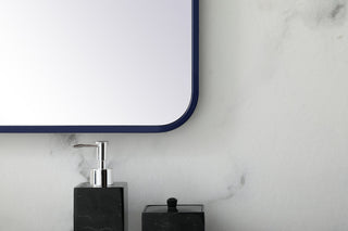 Soft corner metal rectangular mirror 30x36 inch in Blue