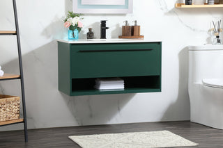 36 inch Single bathroom vanity in green